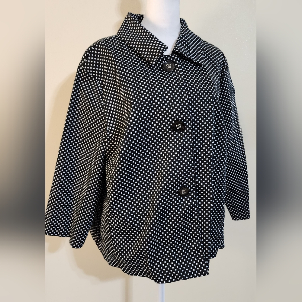 Cato Women's Black and White Polka-dot Blazer Size 18/20W